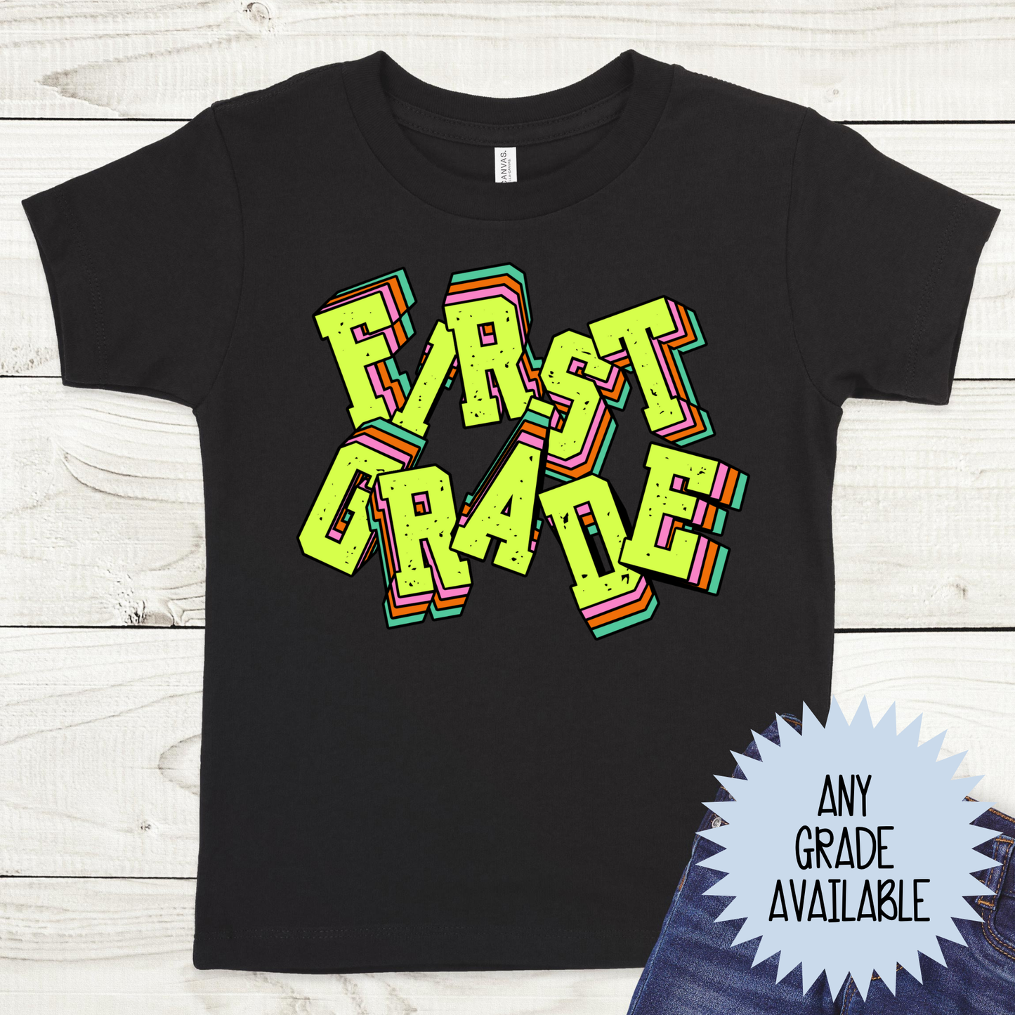 Glitch Font Grade (ANY GRADE AVAILABLE) Full Color DTF Transfer (Copy)