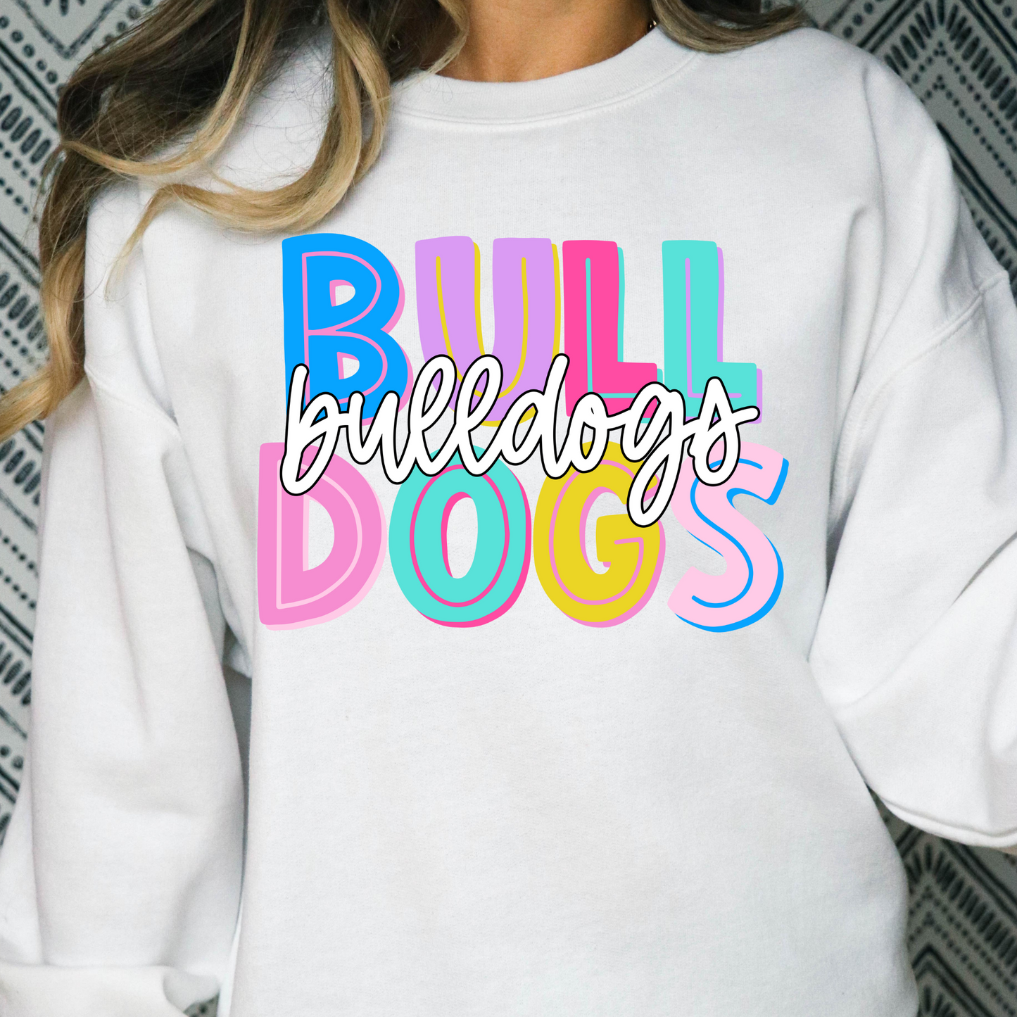 Bulldogs Mascot Stacked (Bright Colors) Full Color DTF Transfers