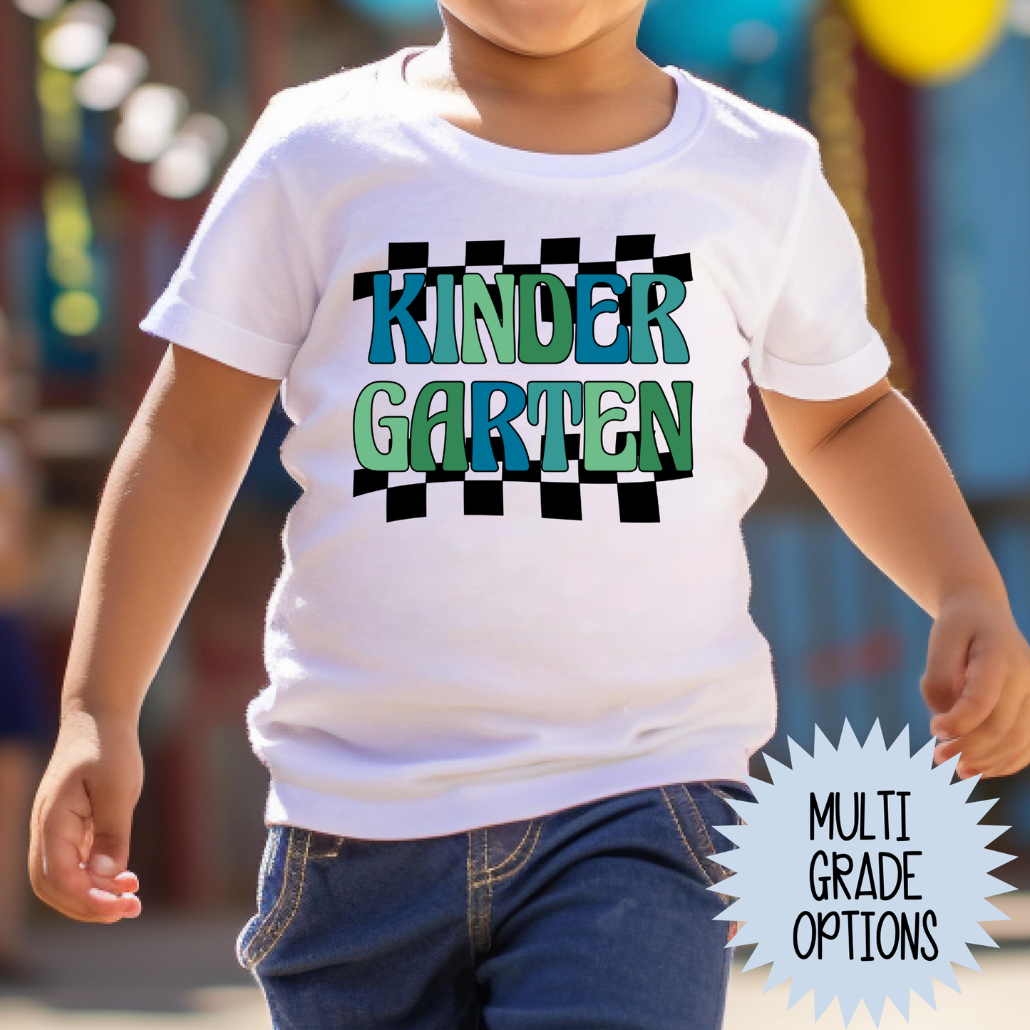 Blue/Green Checkered Grade (MULTI GRADE OPTIONS) Full Color DTF Transfer