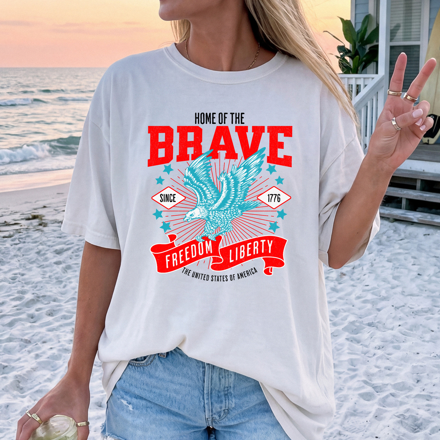 Home of The Brave - Freedom Liberty Full Color DTF Transfer