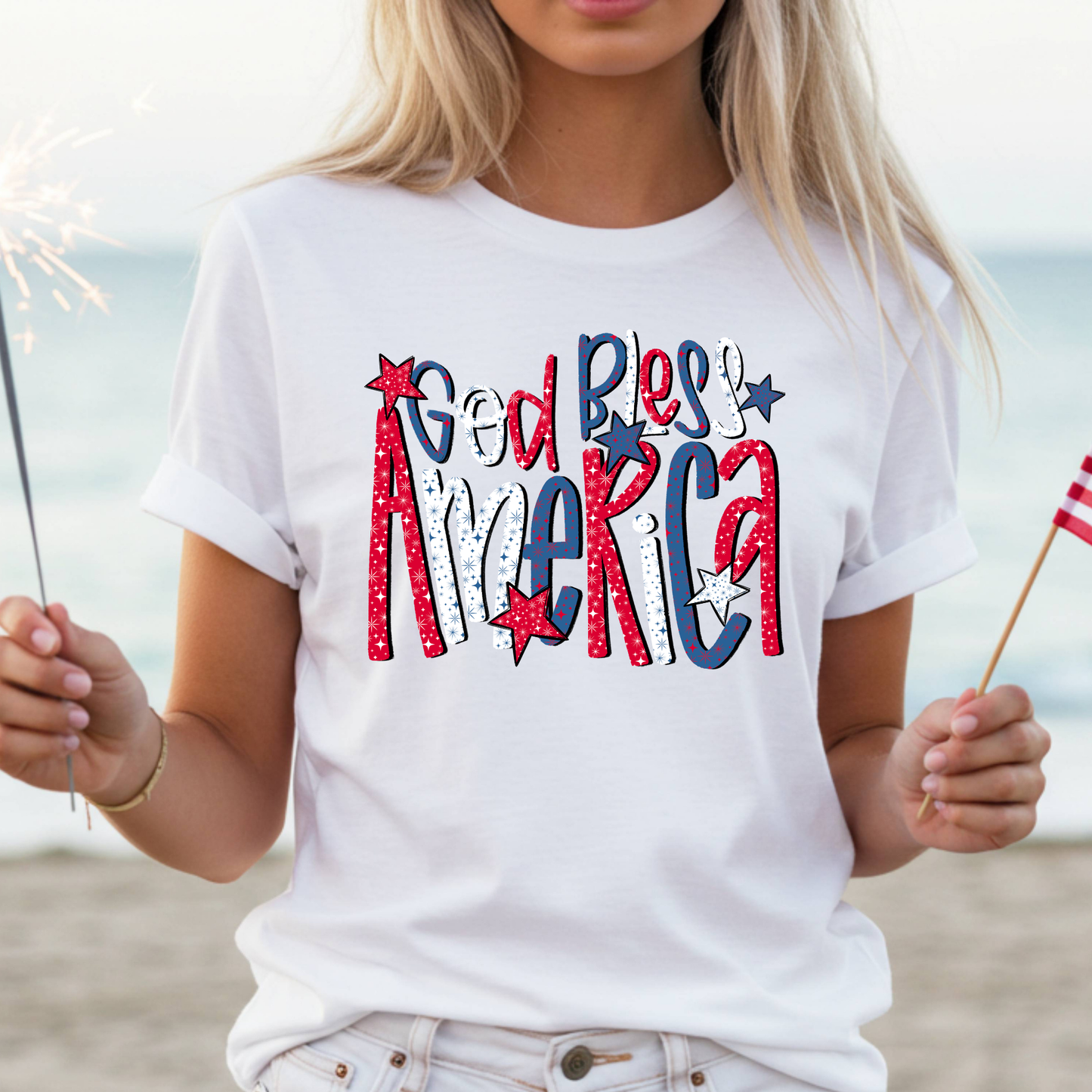 God Bless America Full Color DTF Transfer