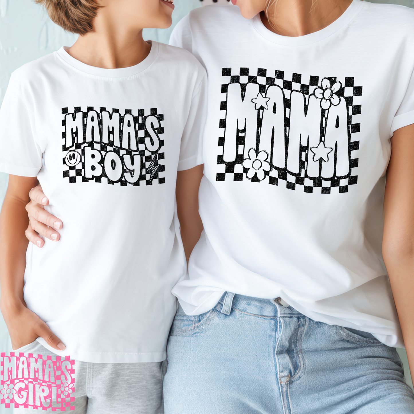 Checkered Mama (Mama's Boy and Girl Options) Full Color DTF Transfer