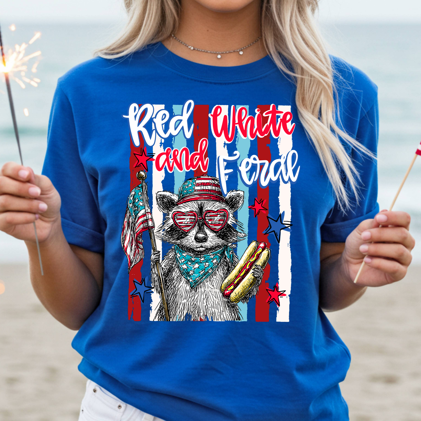 Red White and Feral Full Color DTF Transfer