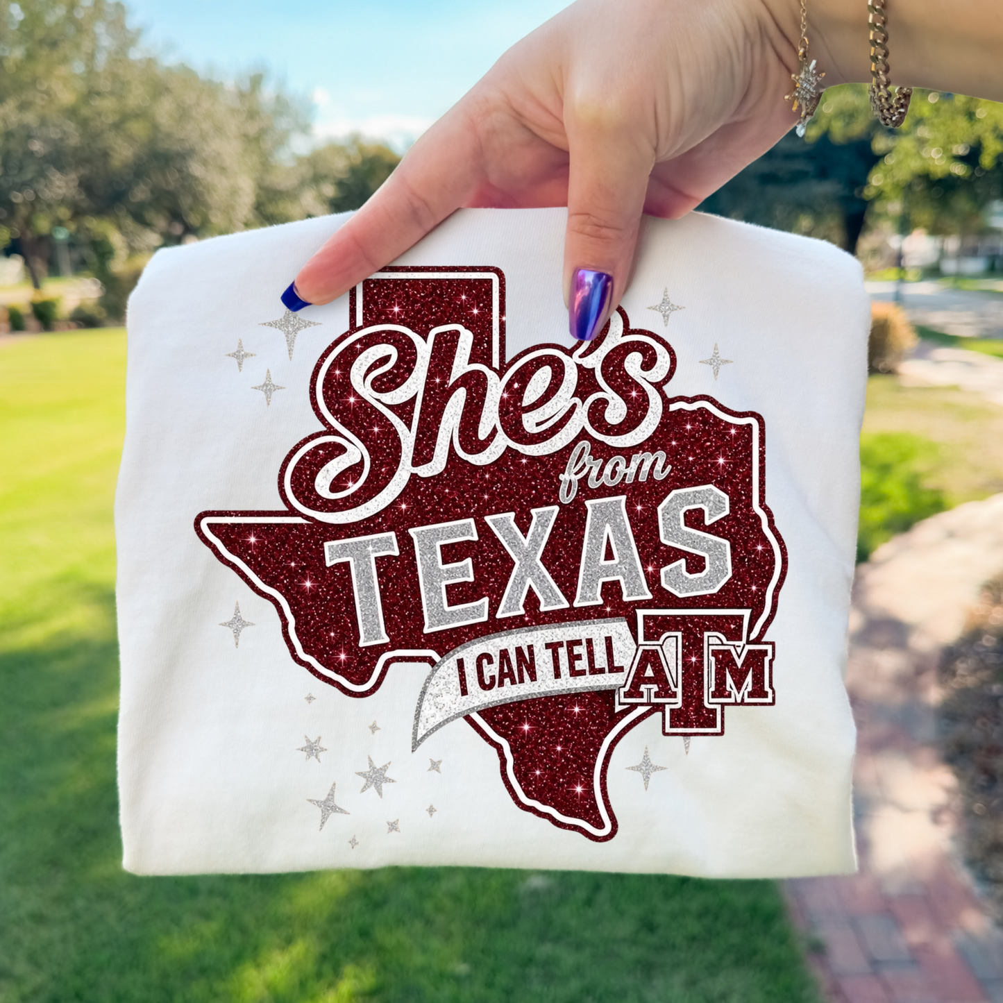 She's From Texas I Can Tell A&M Full Color DTF Transfer