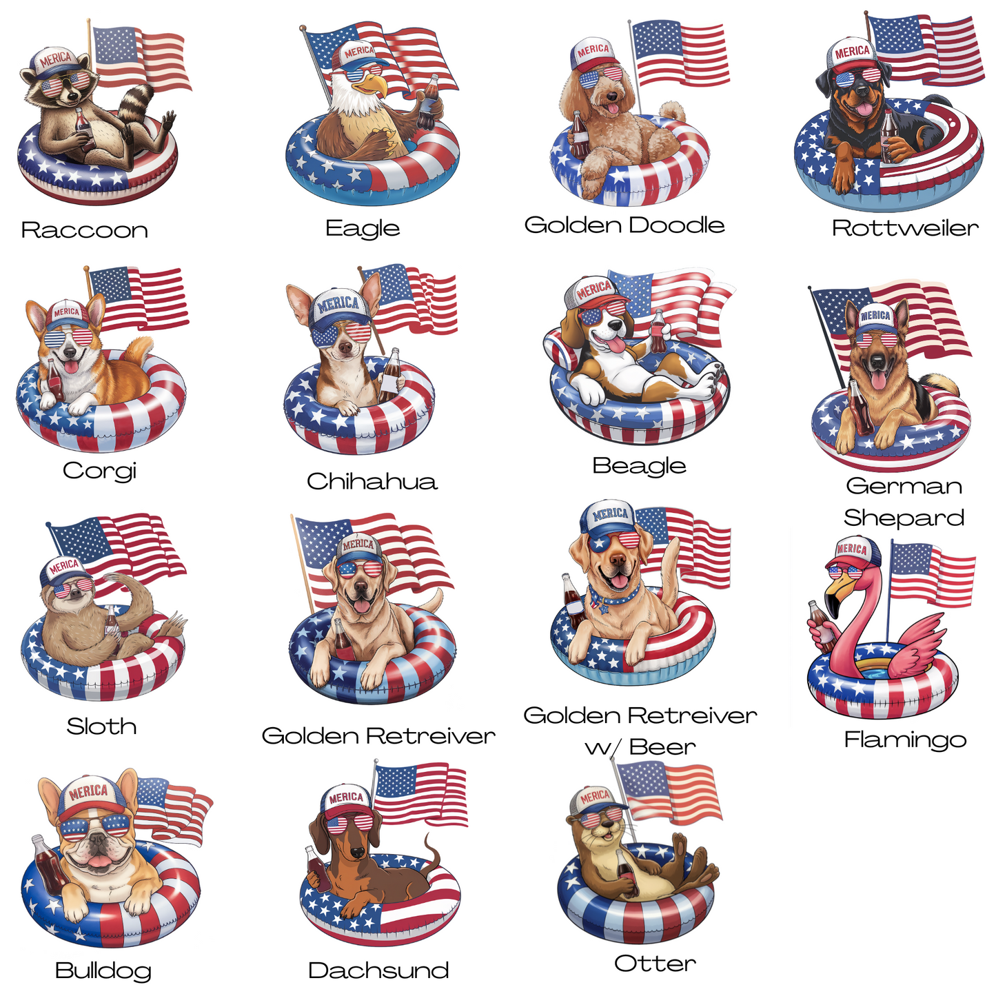 Animal Float (MULTI ANIMAL OPTIONS) Full Color DTF Transfer
