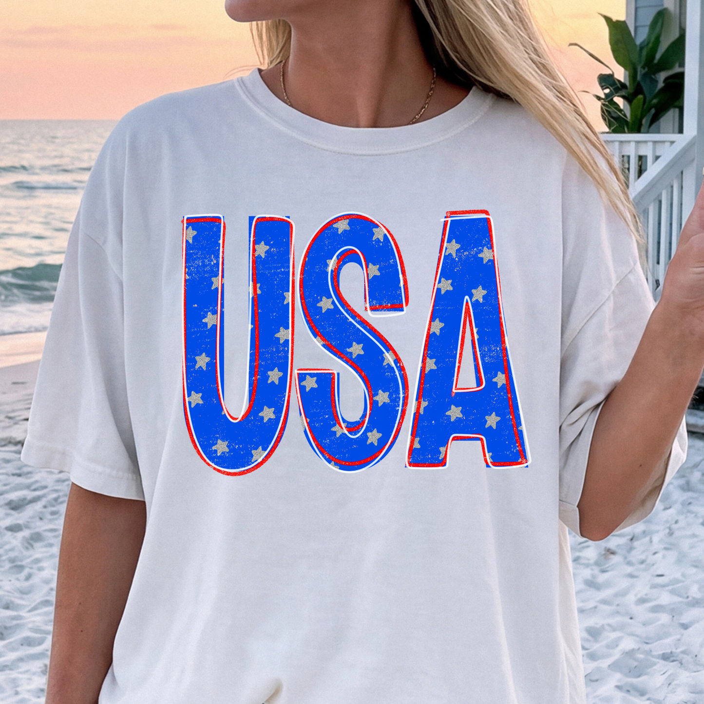 USA (Sketch Red Outline) Full Color DTF Transfer