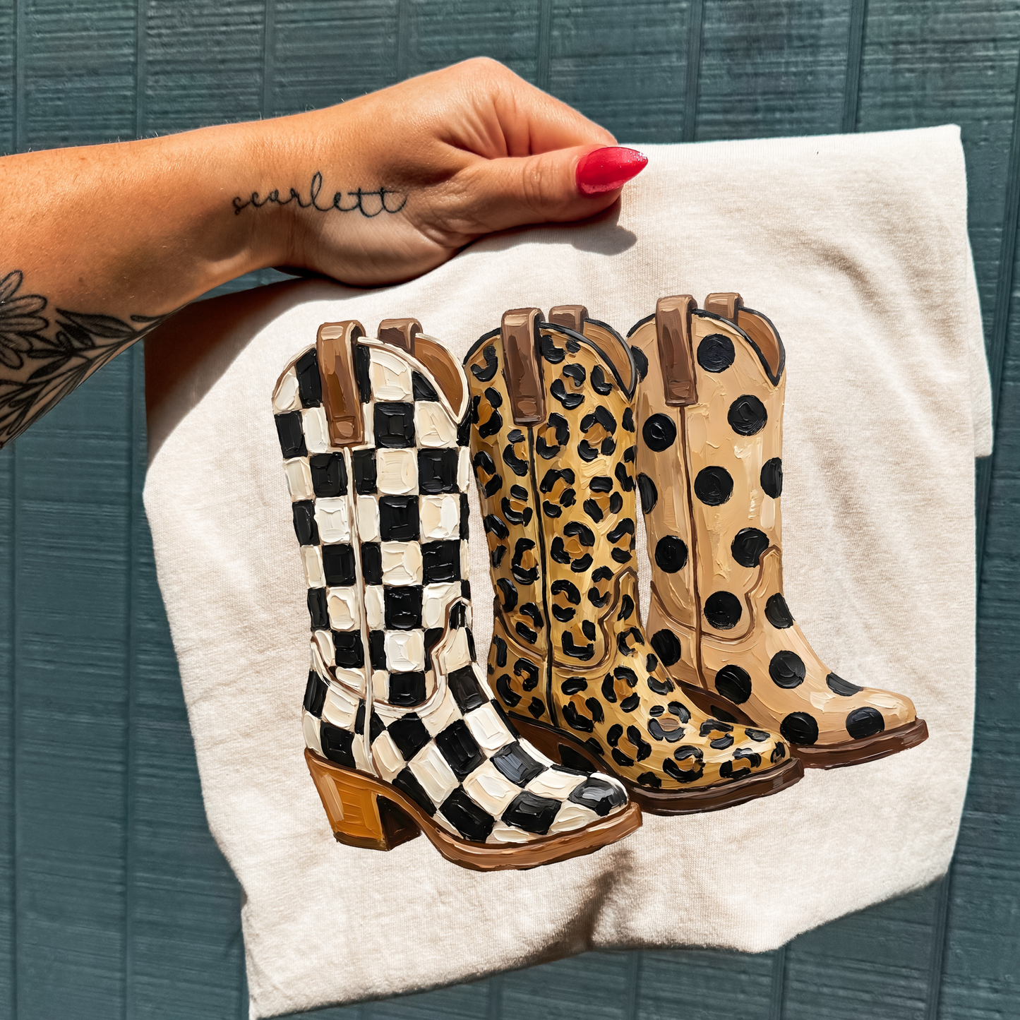 Western Boots (Checkered, Leopard, Dots) Full Color DTF Transfer
