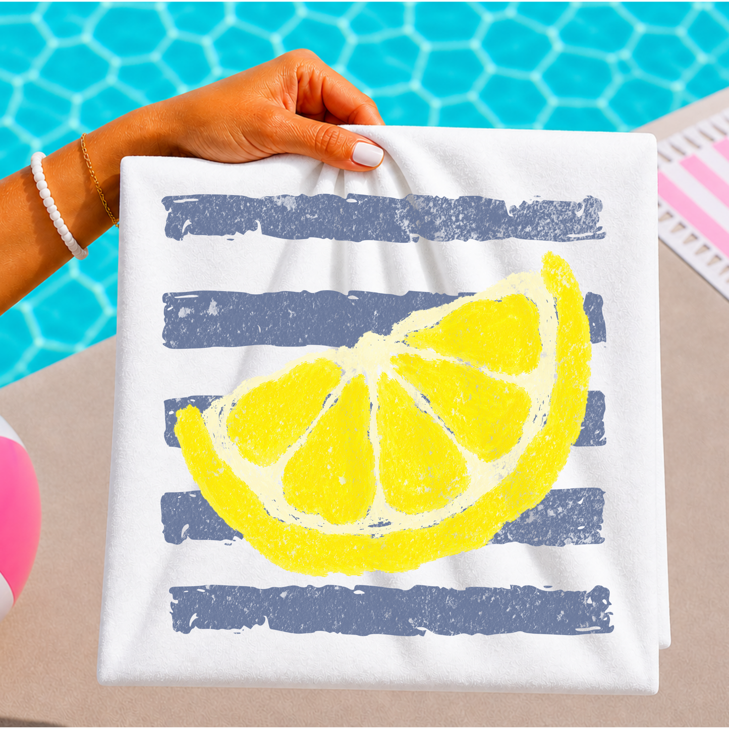 Lemon (Striped Background) Full Color DTF Transfer