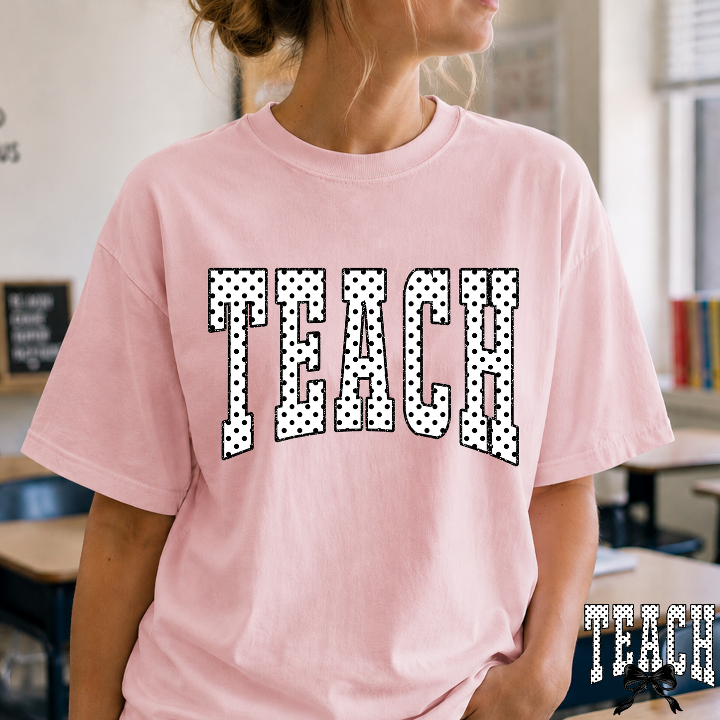 Teach Polka Dot Full Color DTF Transfer