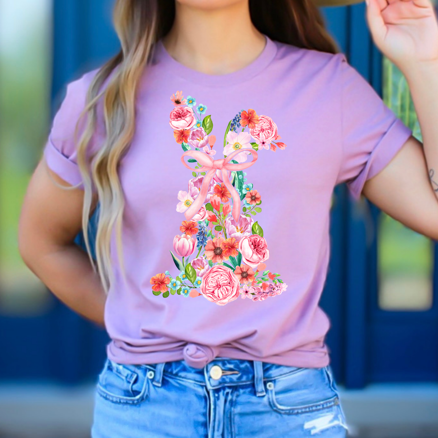 Floral Bunny Full Color DTF Transfer