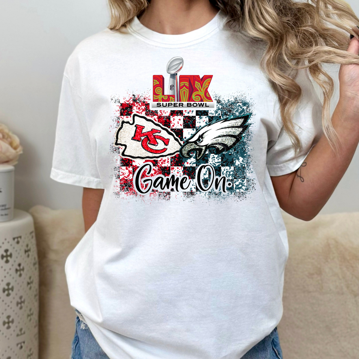 LIX Game On Chiefs Eagles Full Color DTF Transfer
