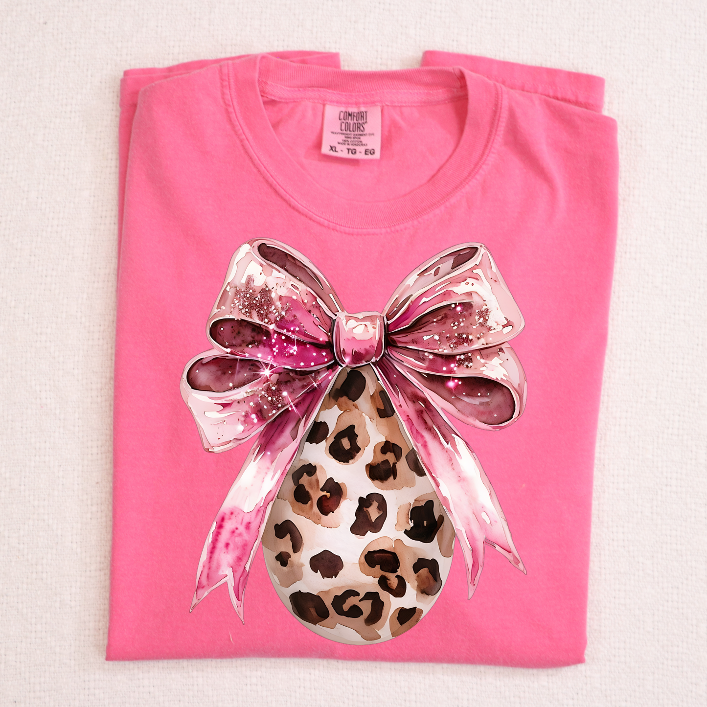 Leopard Egg w/Bow Full Color DTF Transfer