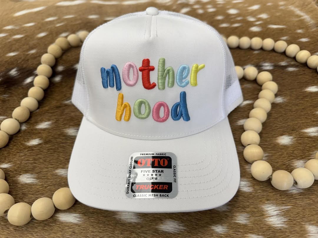 Motherhood Bubble Letters Embroidered Cap