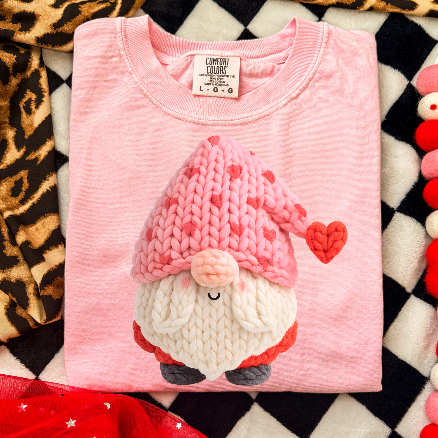 Valentine Gnome (Faux Knit) Full Color DTF Transfer