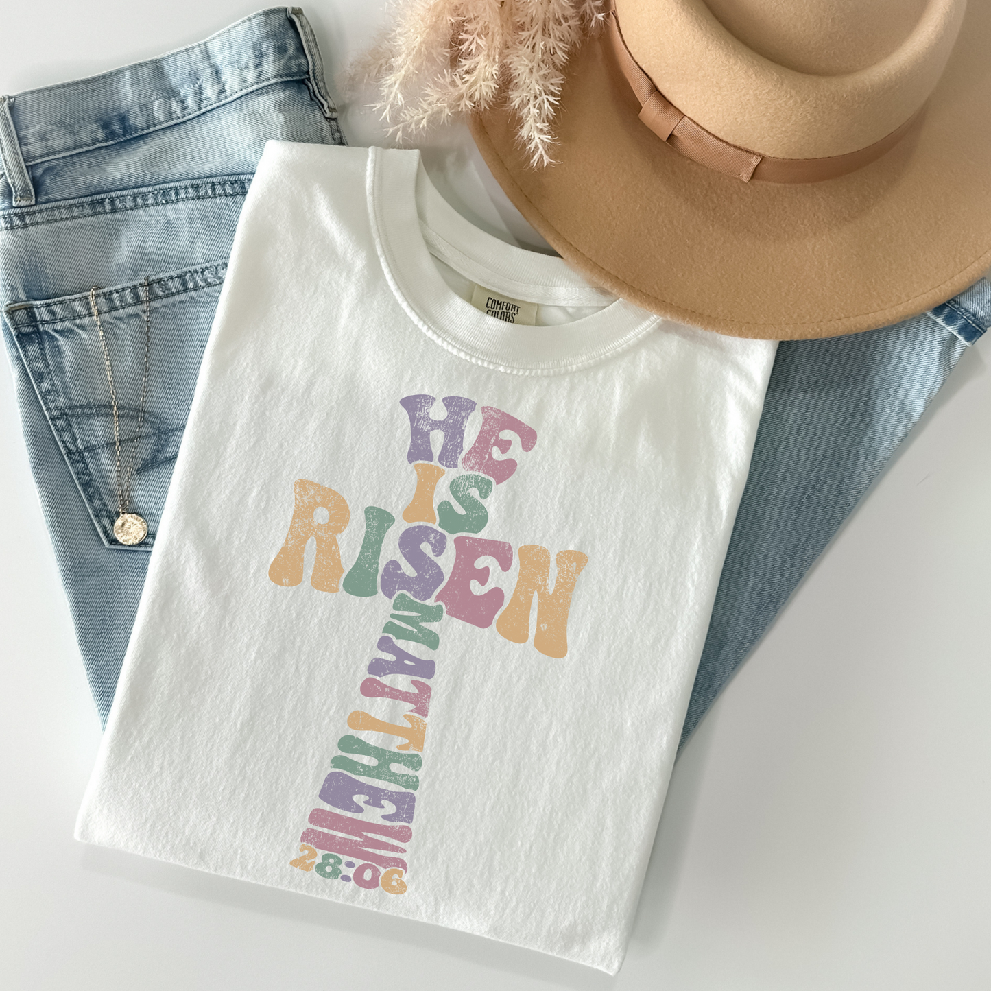 He Is Risen (Multi Color Cross) 28:06 Full Color DTF Transfer
