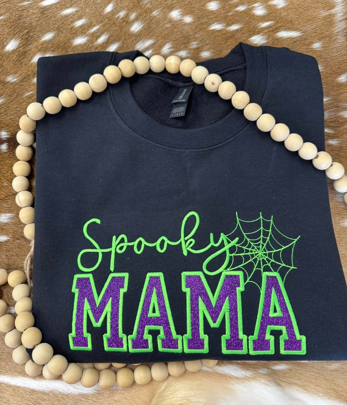 Spooky Mama (MAMA Changeable up to 6 Letters) Embroidered Sweatshirt/T-Shirt