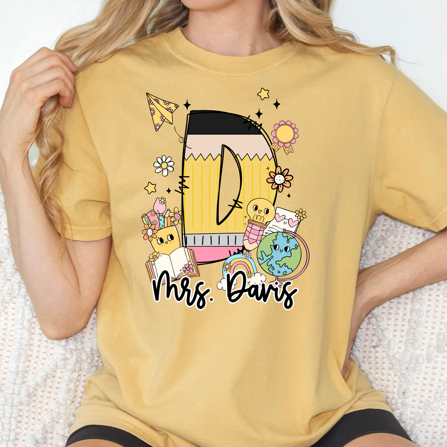 Personalized School Theme Pencil Letter Full Color DTF Transfer