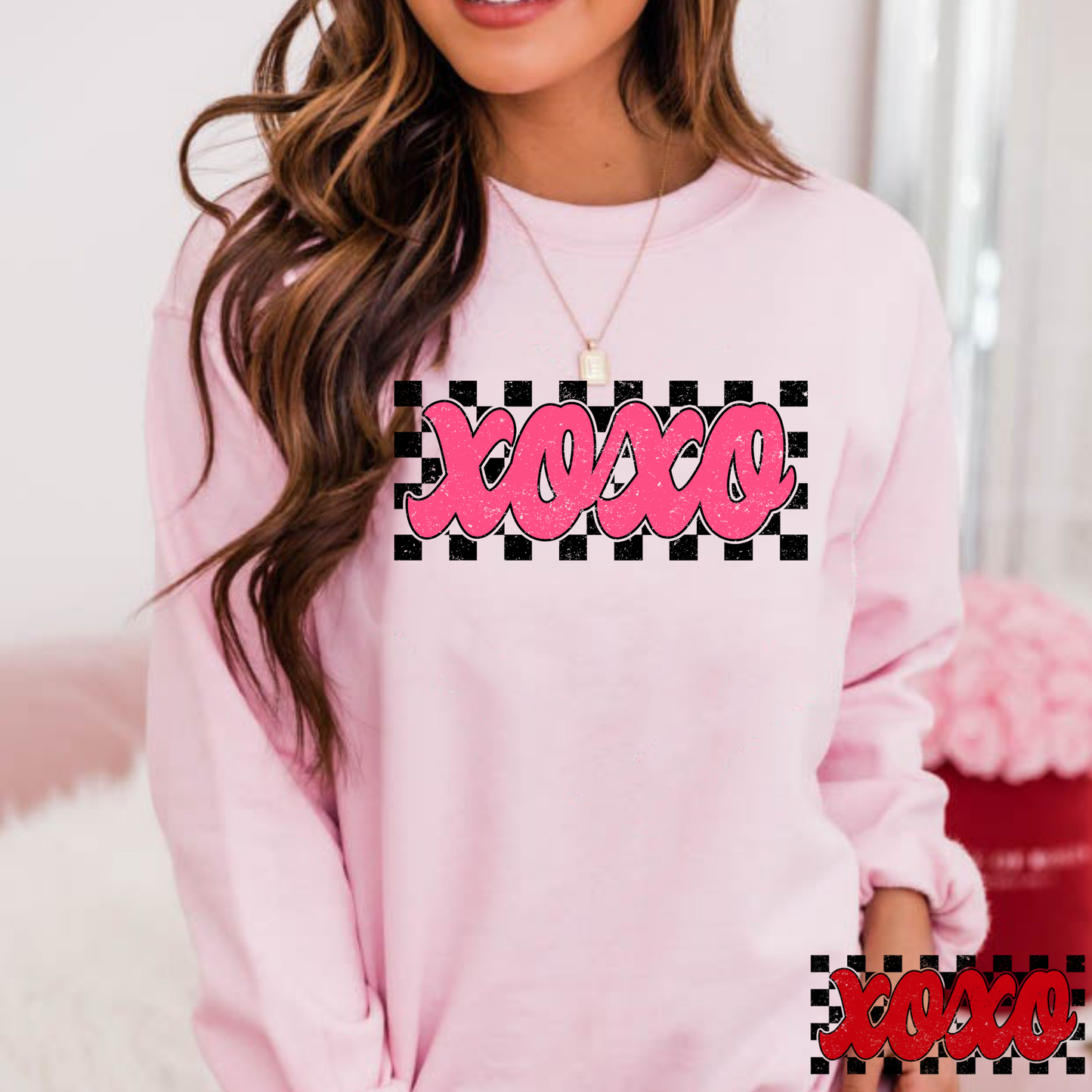 XOXO (Checkered - Multi Color Option) Full Color DTF Transfer