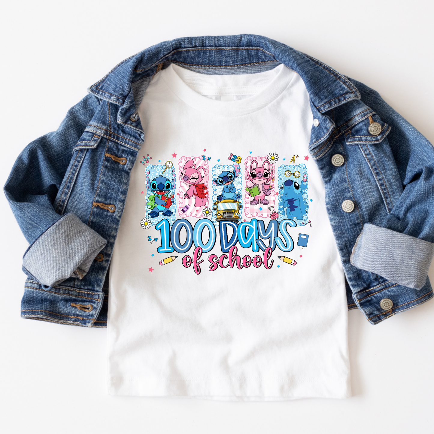 100 Days of School (Stitch) Full Color DTF Transfer