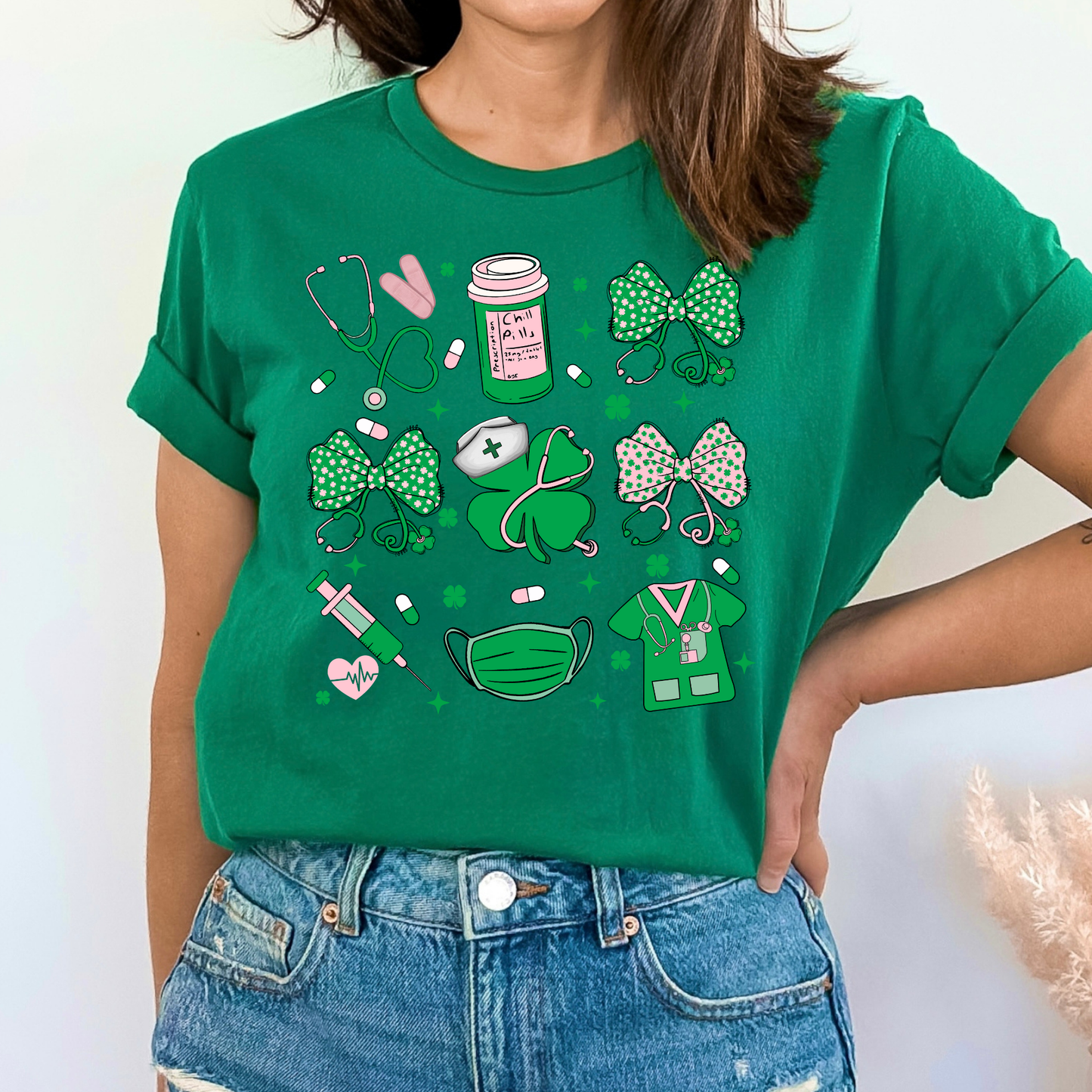 St. Patrick's Nurse Icons Full Color DTF Transfer