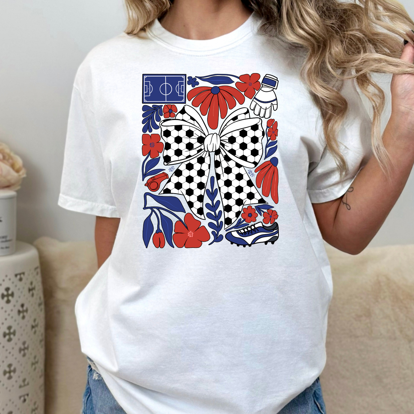 Boho Soccer Bow Collage Full Color DTF Transfer