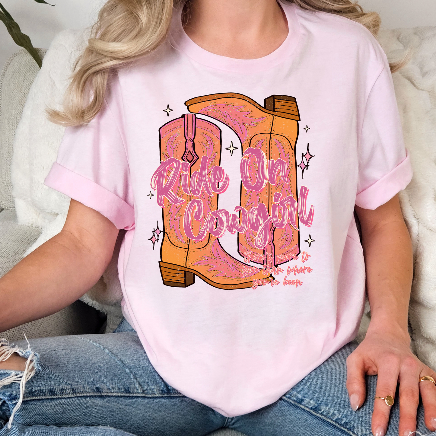 Ride On Cowgirl (Boots) Full Color DTF Transfer