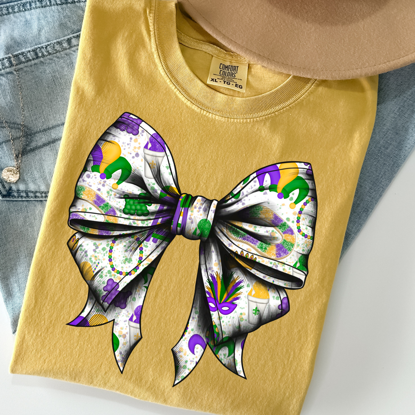 Mardi Gras Bow Full Color DTF Transfer
