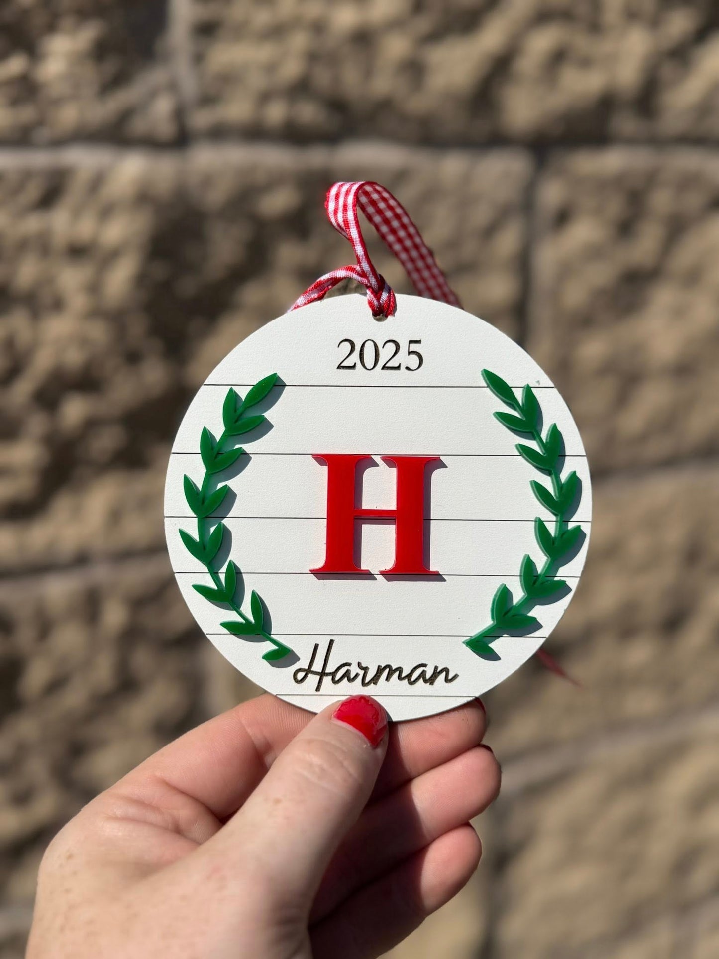 Personalized 2025 Shiplap Wood Ornament
