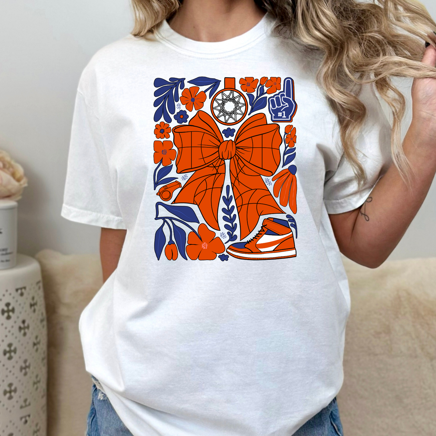 Boho Basketball Bow Collage Full Color DTF Transfer