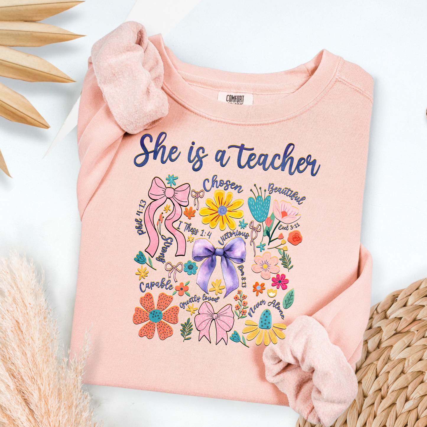 She Is A Teacher (Bows) Full Color DTF Transfer