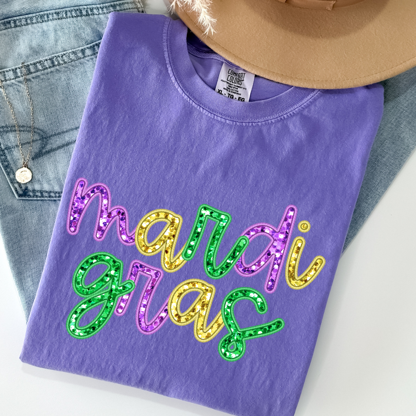 Mardi Gras (Faux Sequin) Full Color DTF Transfer