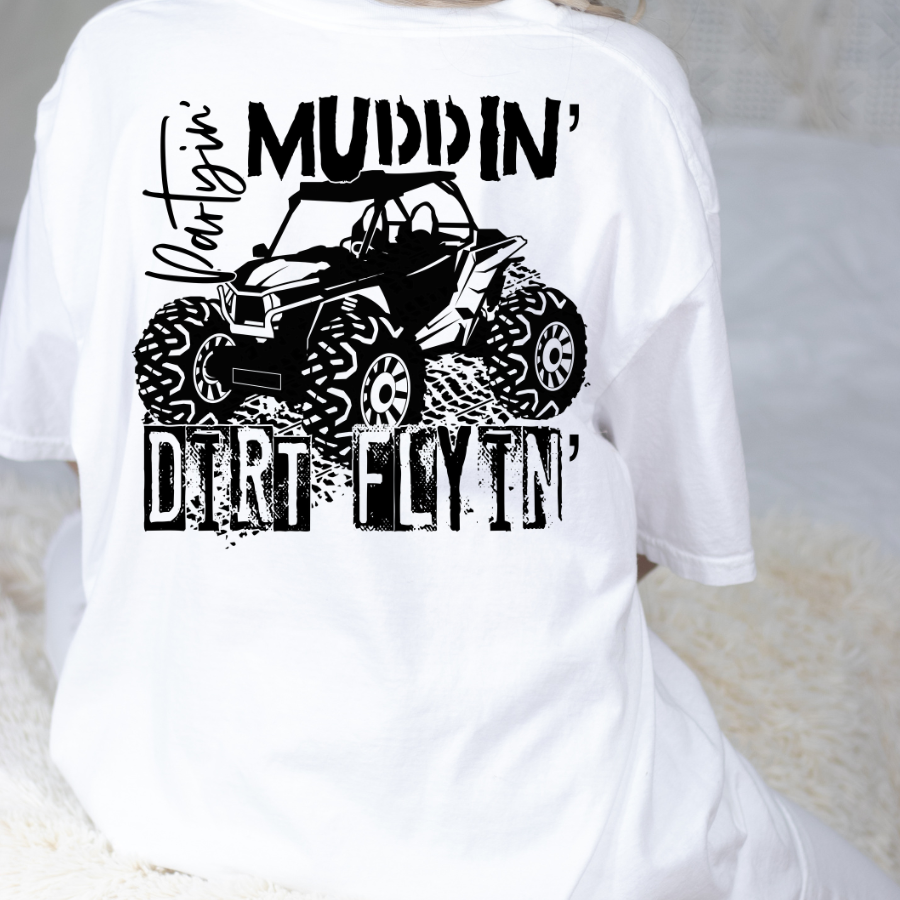 Partyin' Muddin" Dirt Flying Four Wheeler, ATV, UTV, Off-Road Full Color DTF Transfer