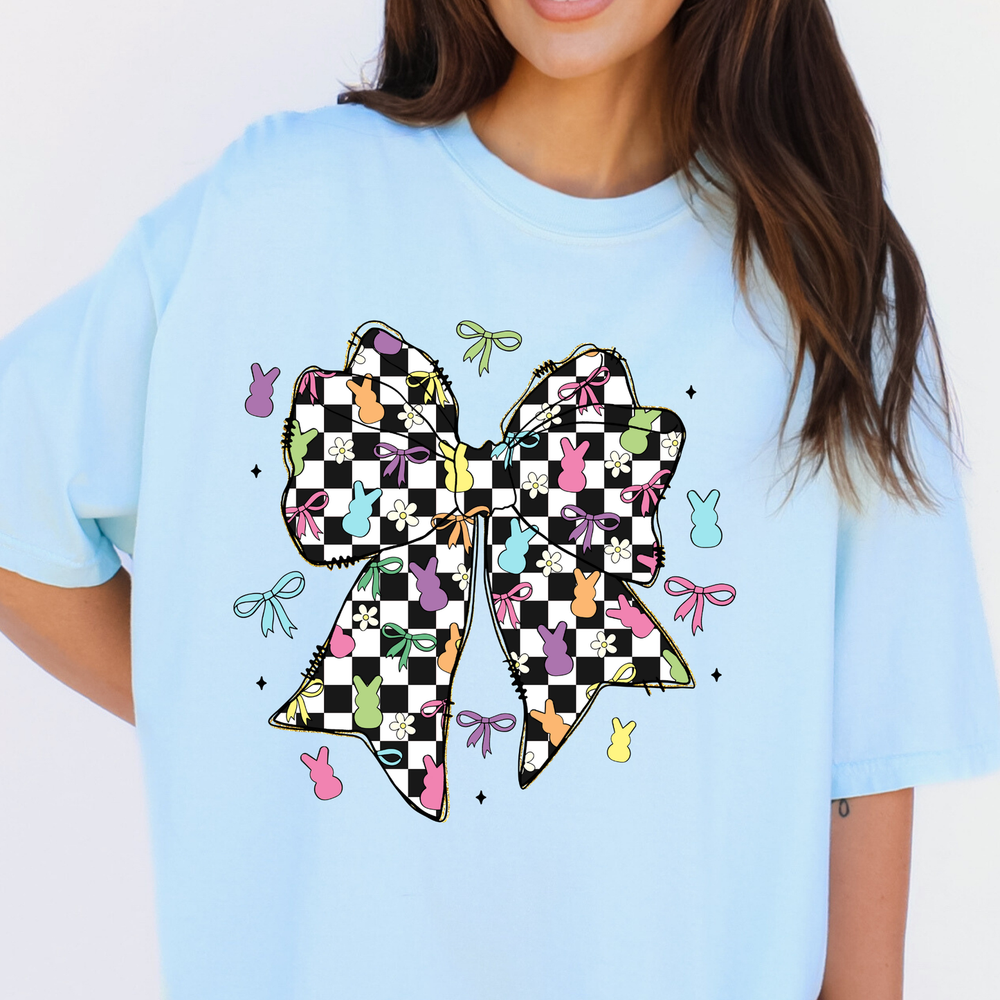 Checkered Easter Bow Full Color DTF Transfer