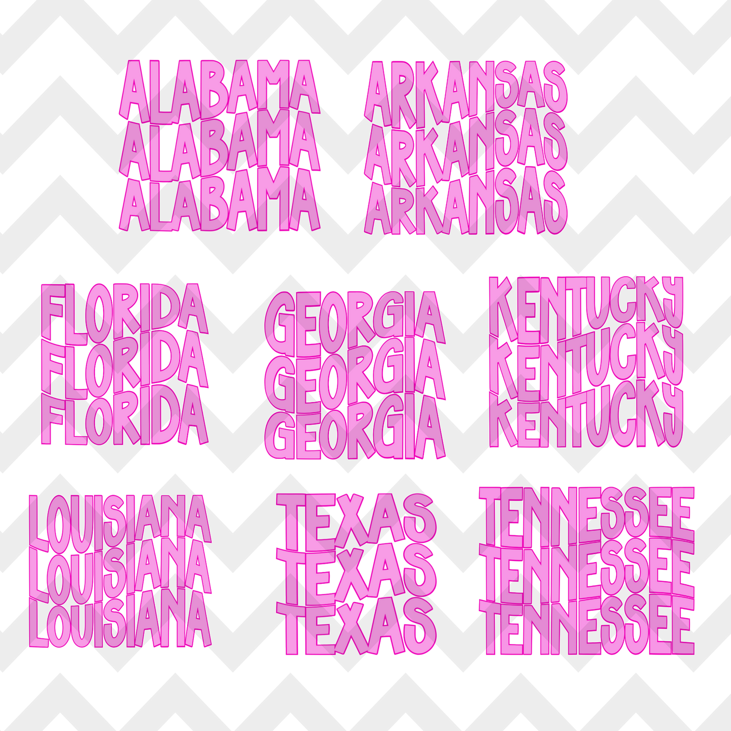 Pink Alabama Repeat (Mutli Options) Full Color DTF Transfer