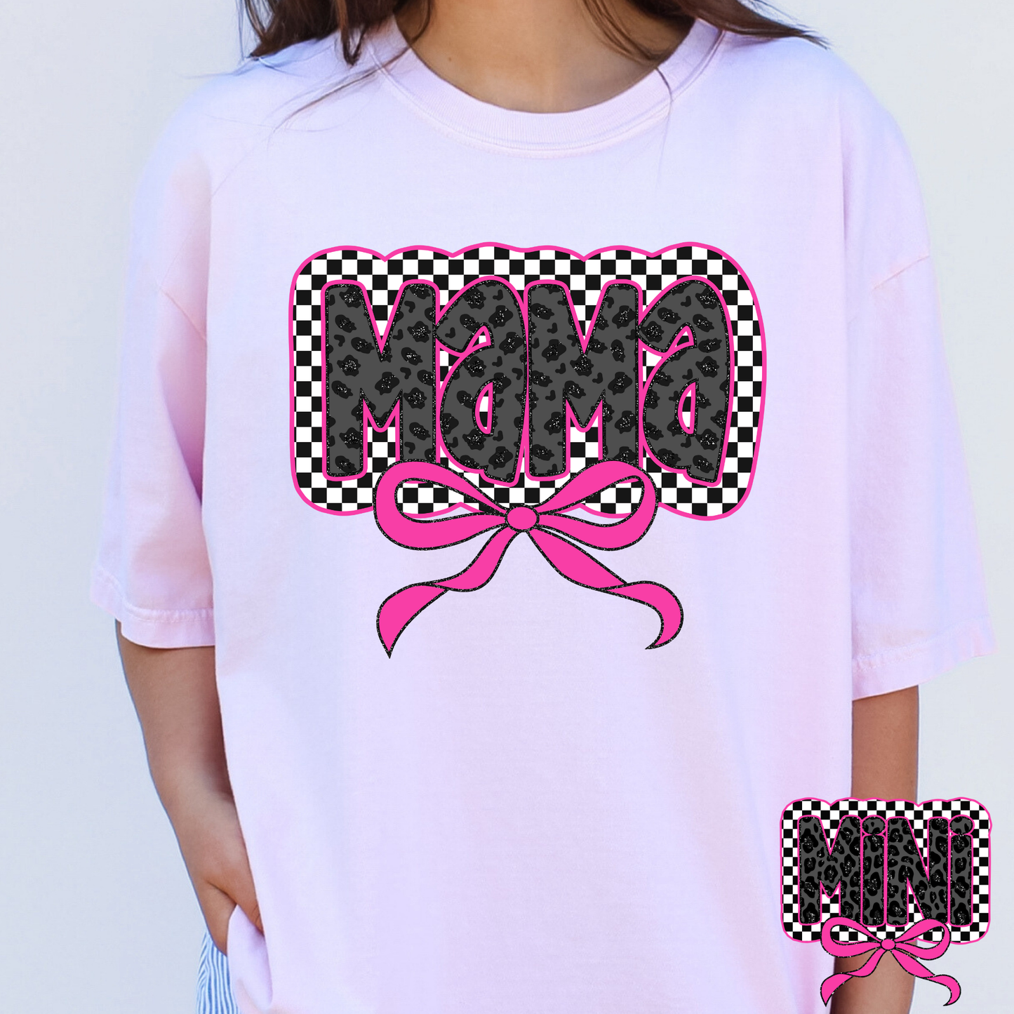 Checkered Pink Mama (Mini Option) Full Color DTF Transfer