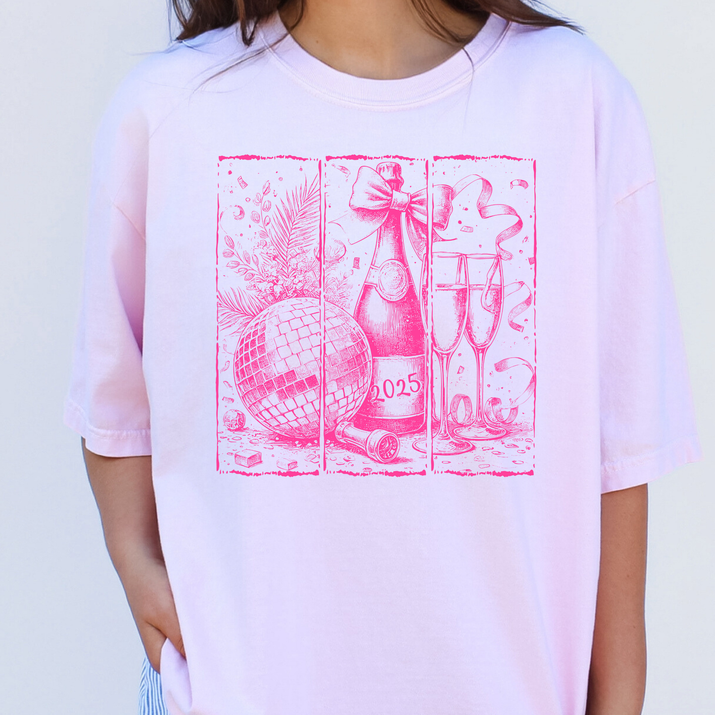2025 Grid New Years (Pink) Full Color DTF Transfer