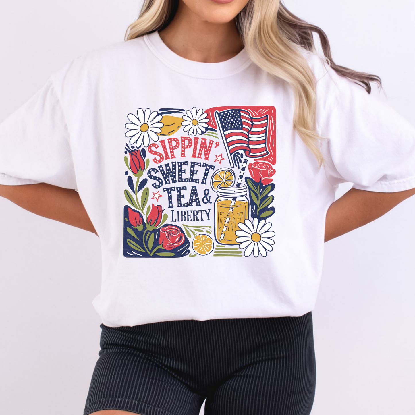 Sippin' Sweet Tea & Liberty Full Color DTF Transfer