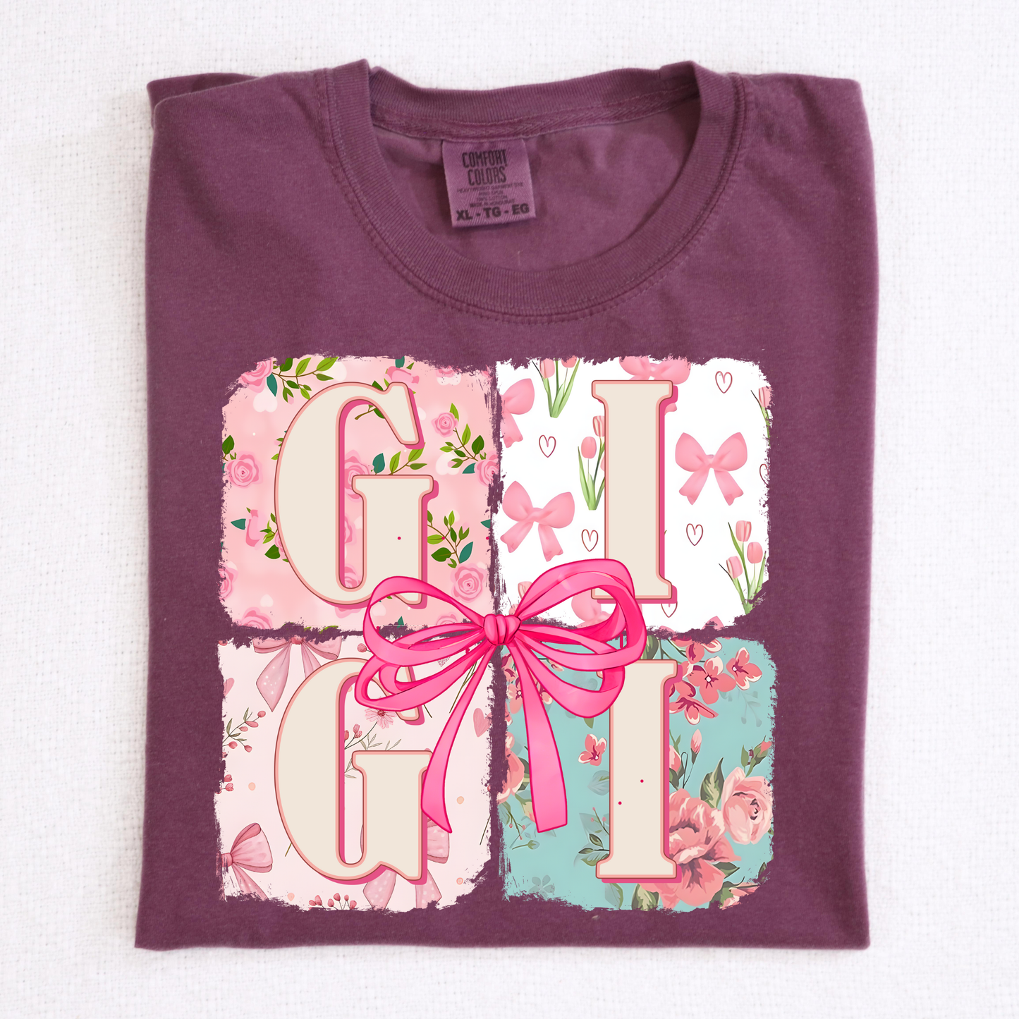 Floral Gigi w/Bow (Box Design) Full Color DTF Transfer