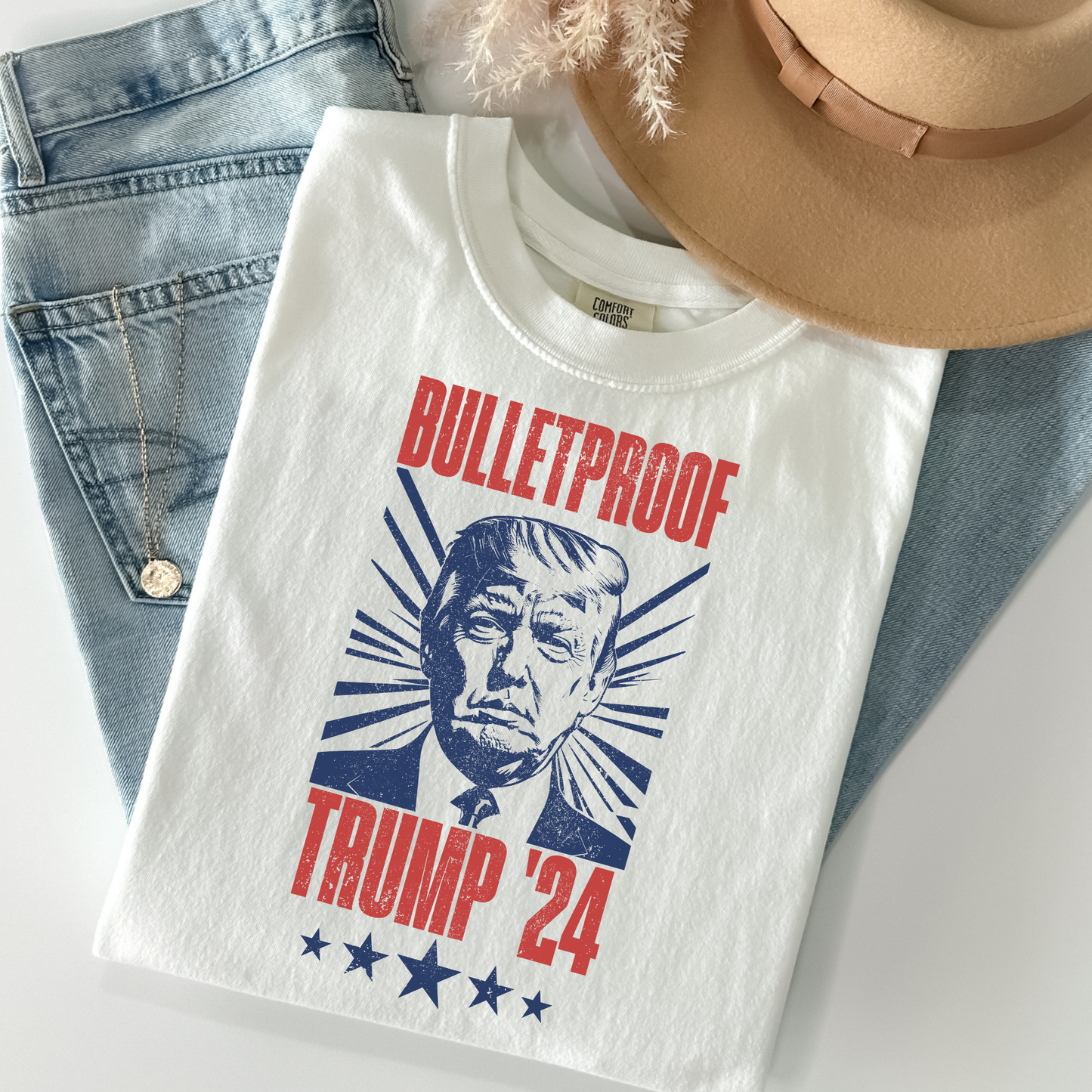 Bulletproof Trump '24 (Assassination Attempt Trump Rally 2024) Full Color DTF Transfer