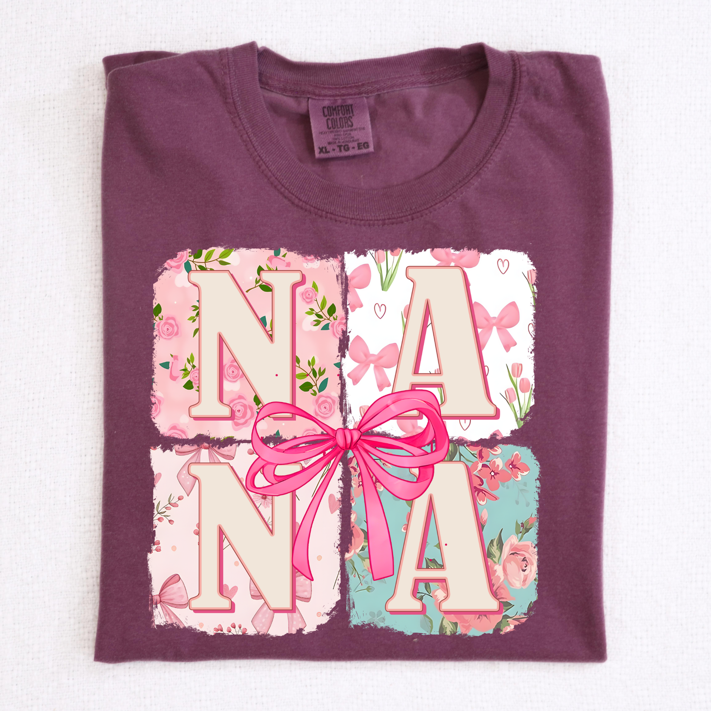 Floral Nana w/Bow (Box Design) Full Color DTF Transfer