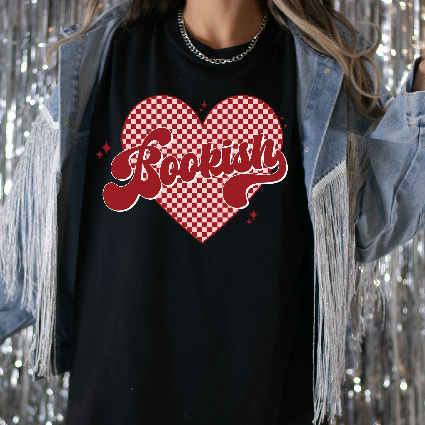 Bookish Checkered Heart Full Color DTF Transfer