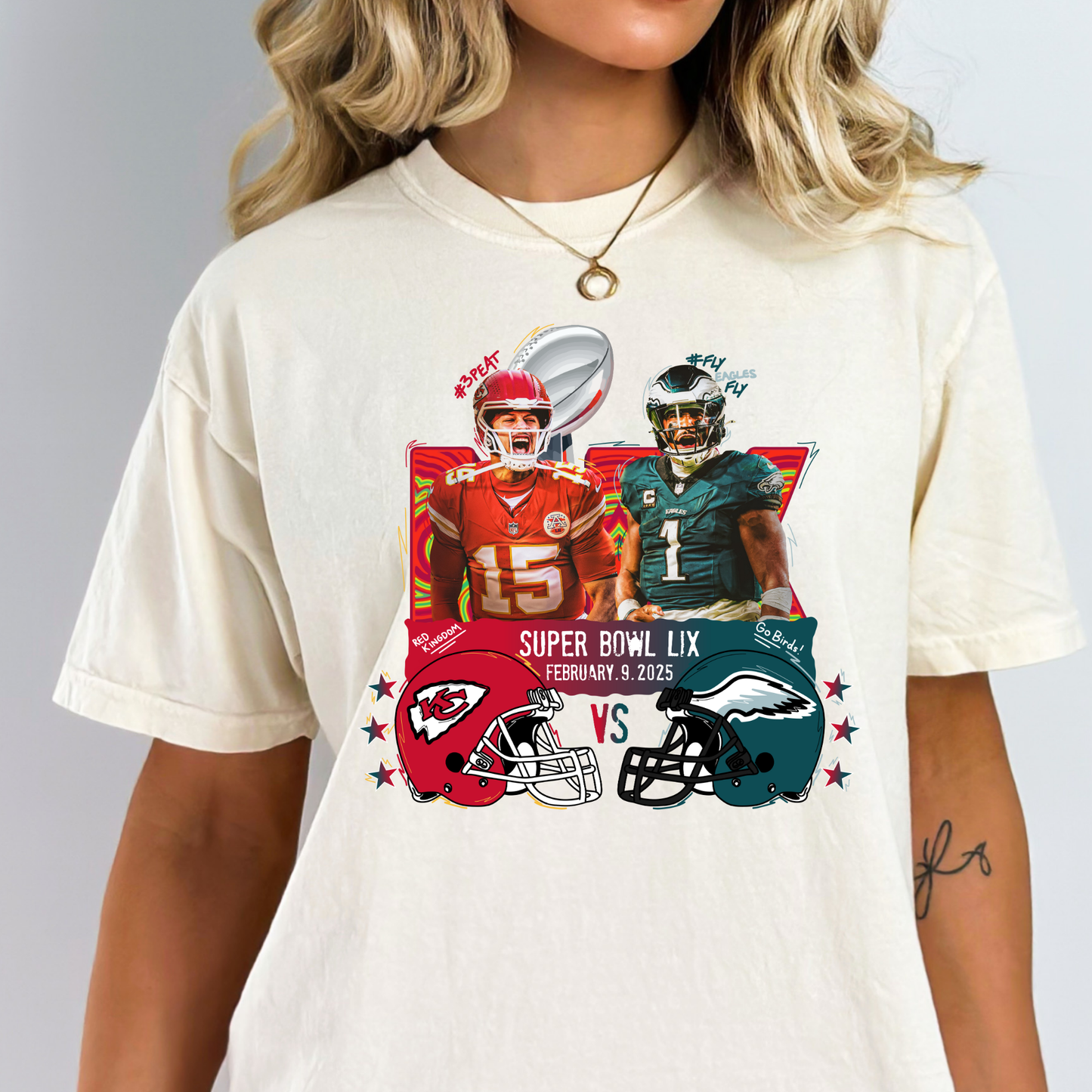 Quarterback LIX Eagles Chiefs Full Color DTF Transfer