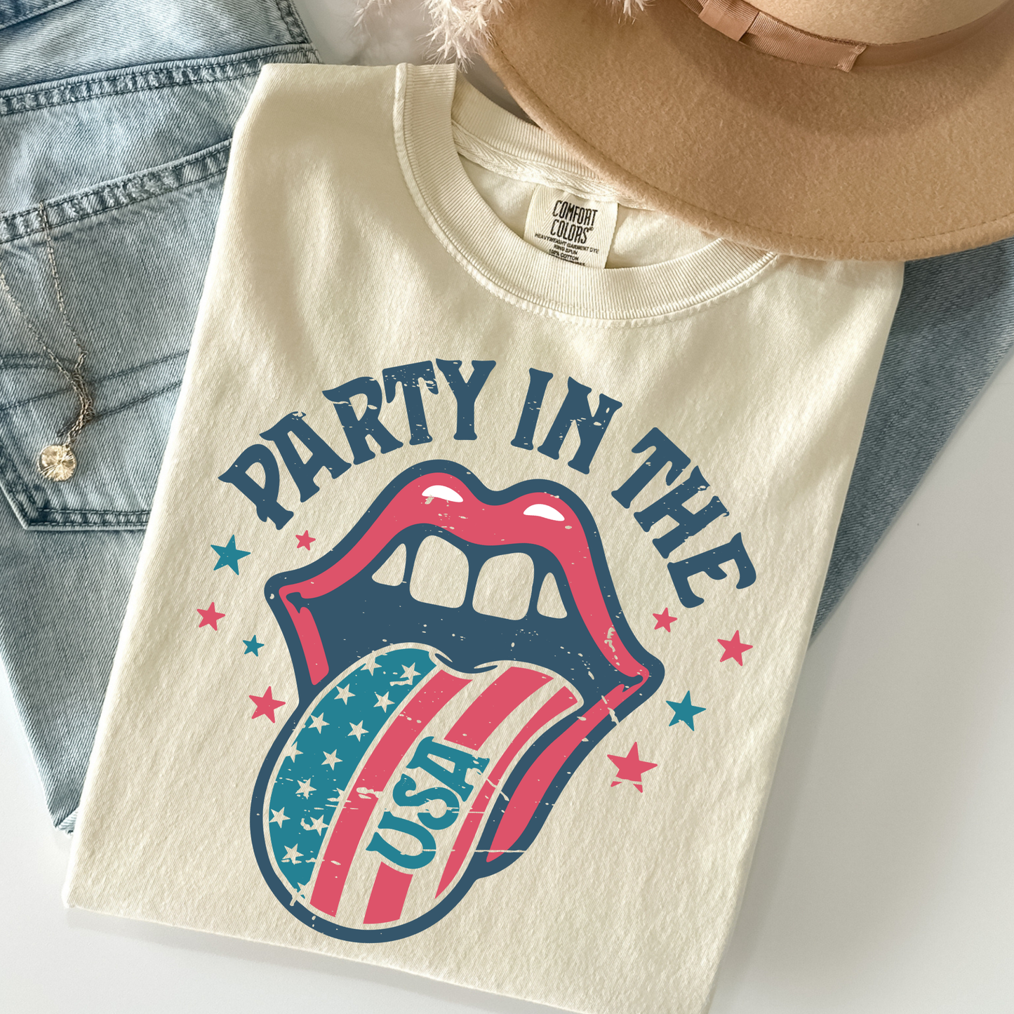 Party In The USA (Tongue) Full Color DTF Transfer