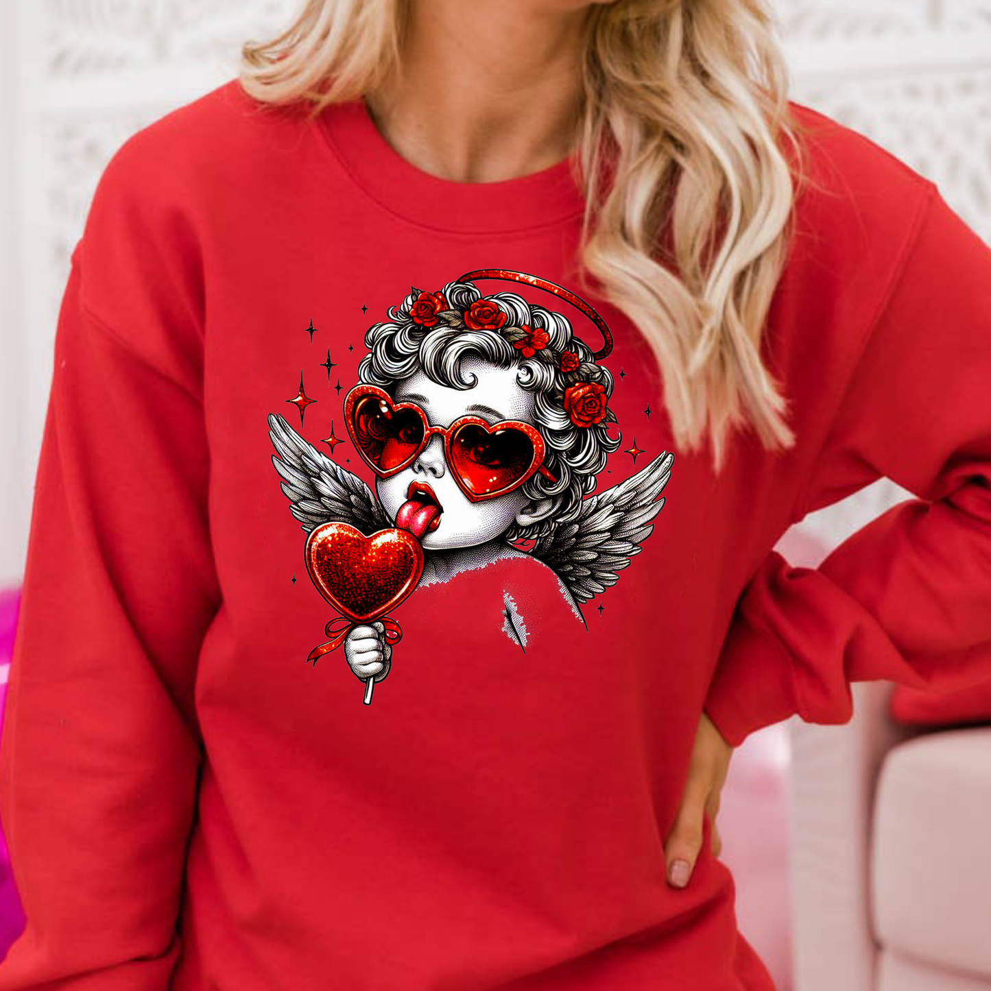 Cupid Licking Heart Sucker Full Color DTF Transfer