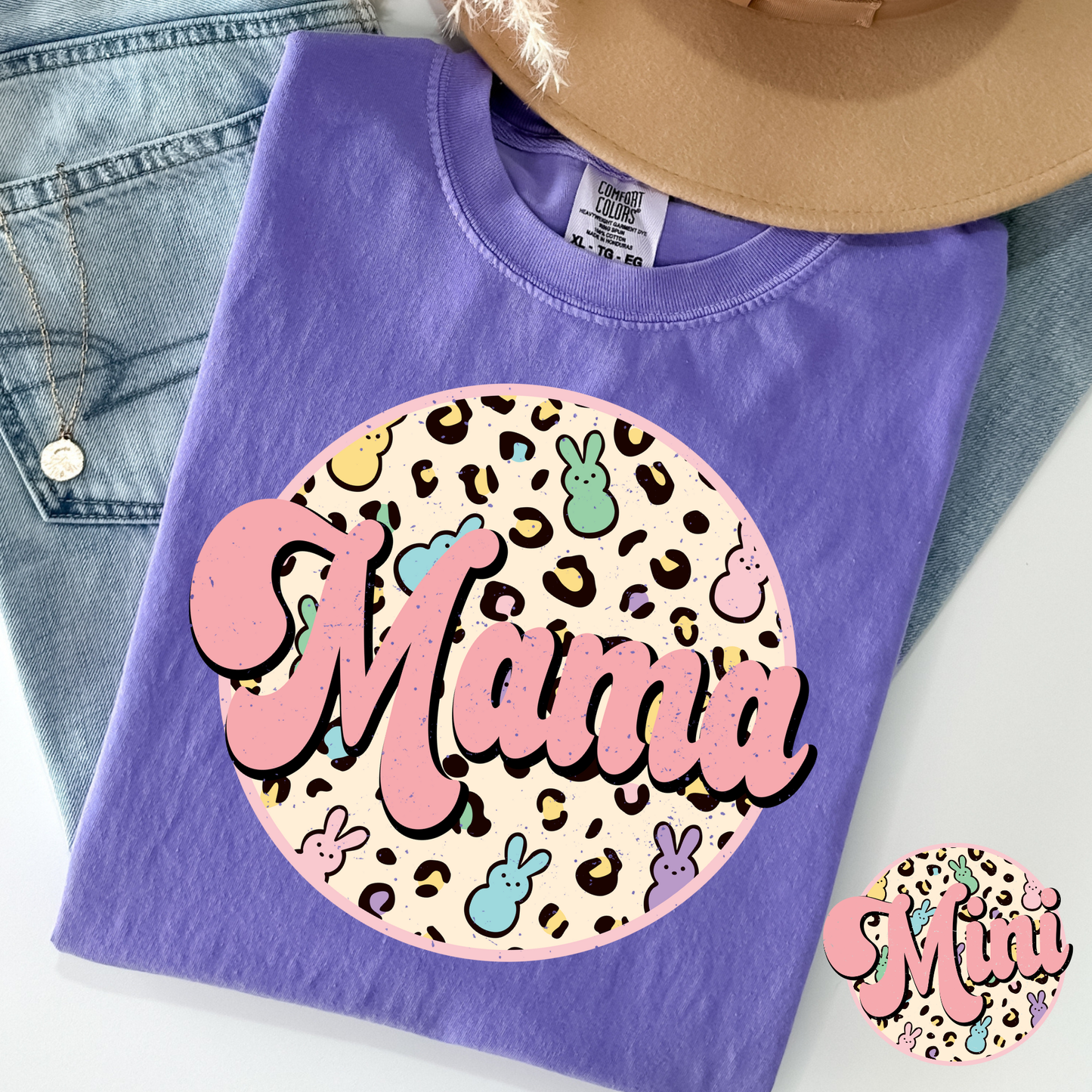 Mama Mini Peeps/Leopard Full Color DTF Transfer