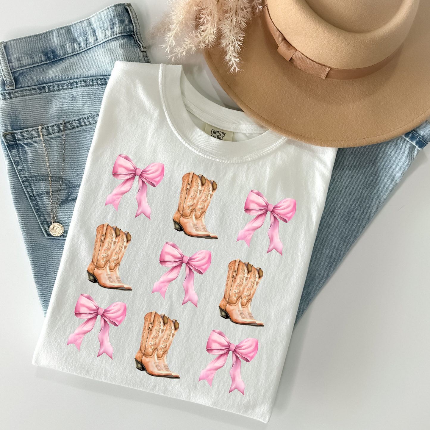 Boots and Bows Coquette Full Color DTF Transfer