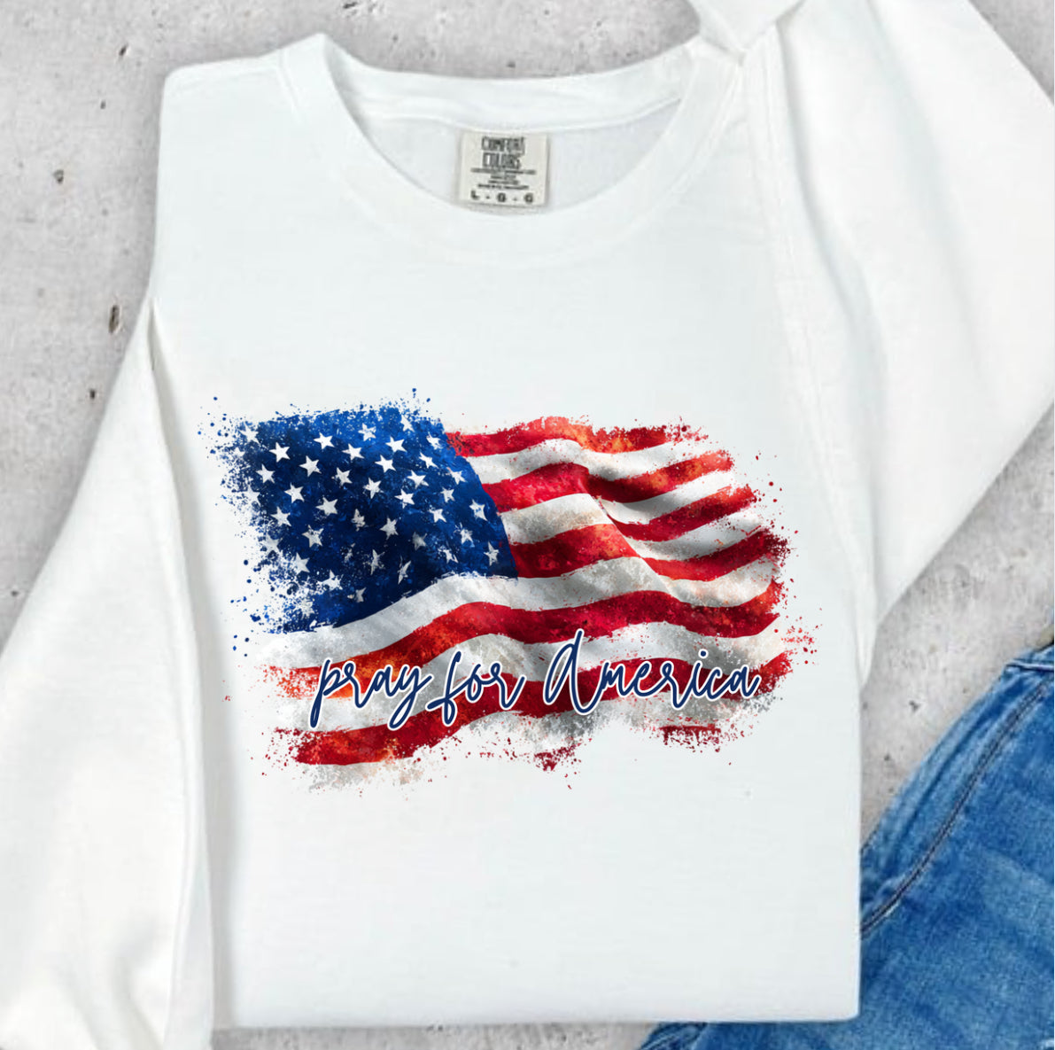 Pray For America Full Color DTF Transfer