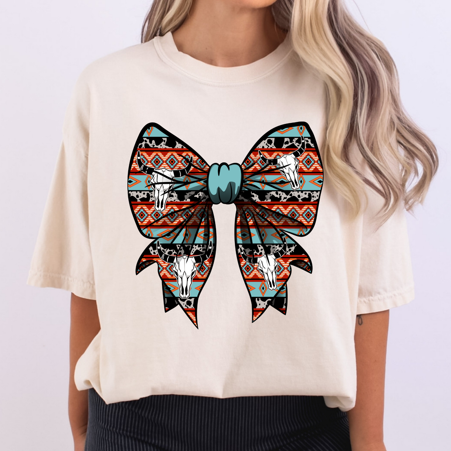 Serape w/Skulls Bow Full Color DTF Transfer