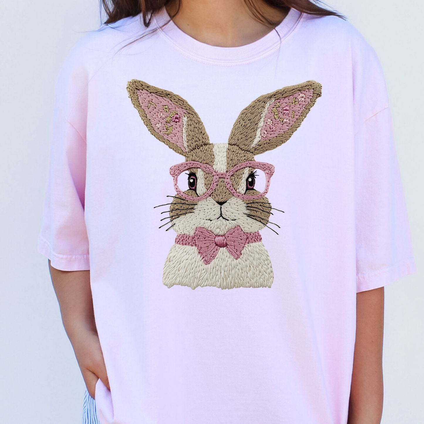 Faux Embroidery Bunny Full Color DTF Transfer