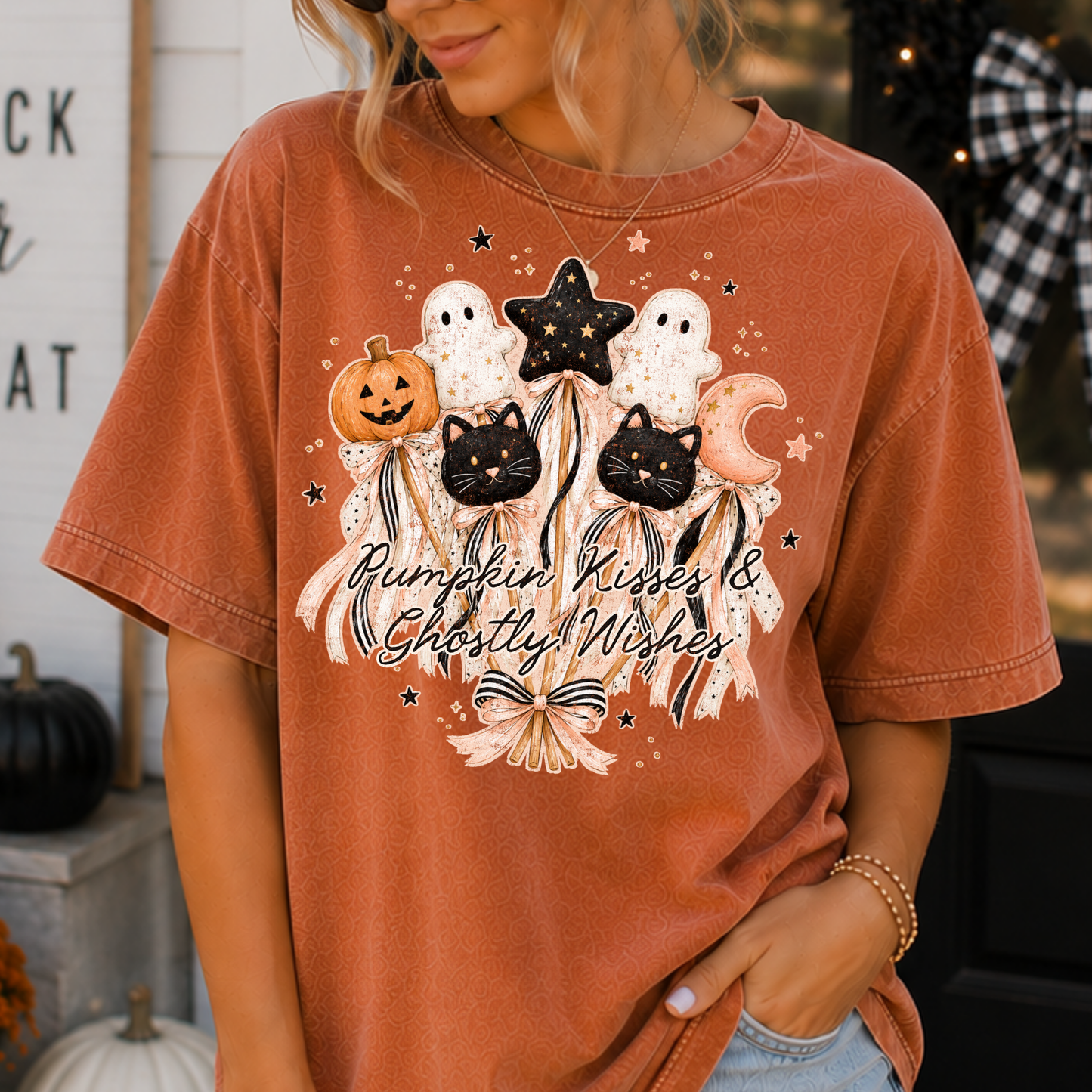 Pumpkin Kisses & Ghostly Wishes Full Color DTF Transfer